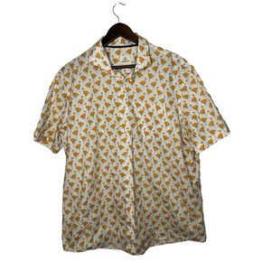 Johnnie O Shirt Mens XL White Orange Flamingos Button Up‎ Casual